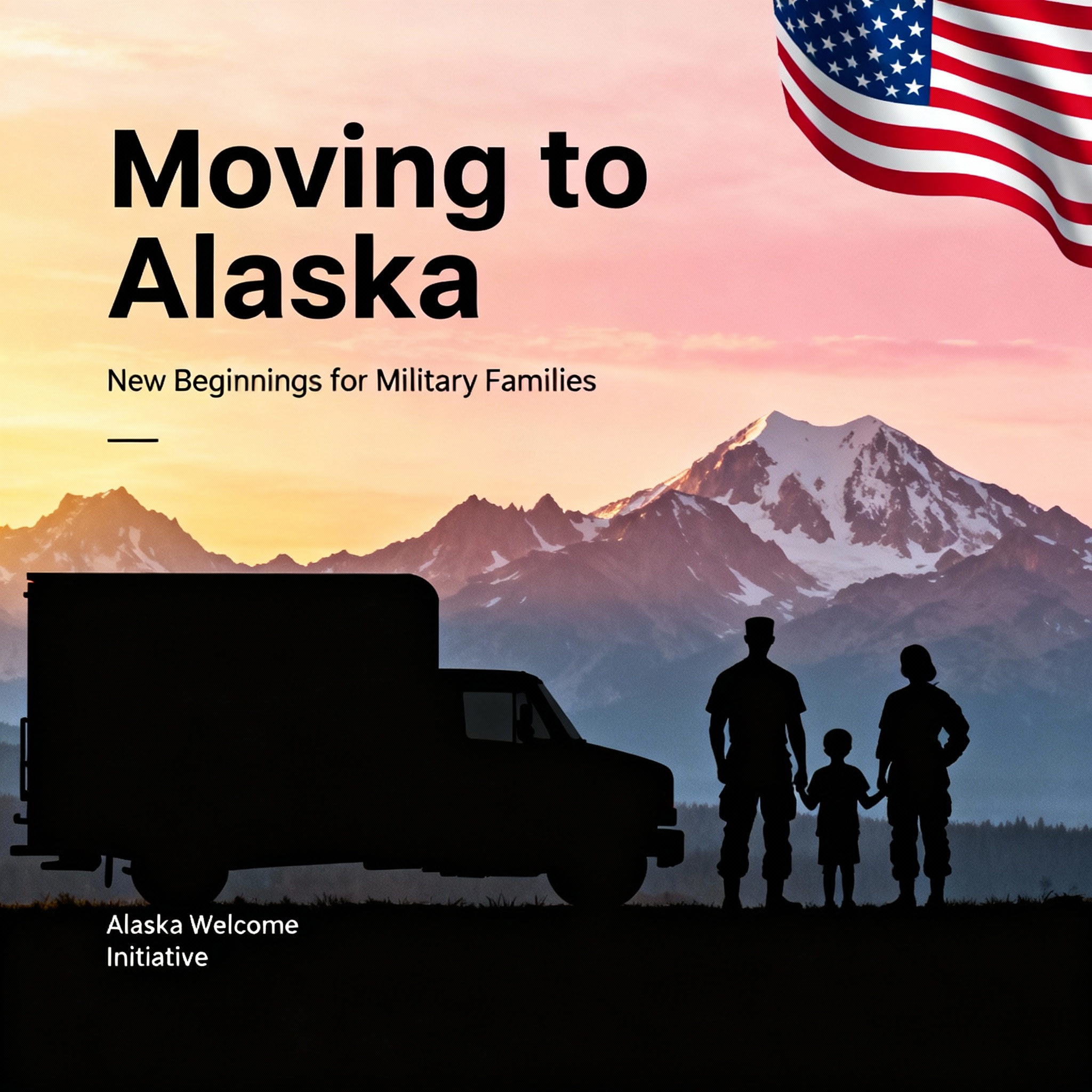 Alaska mountains header with patriotic moving theme